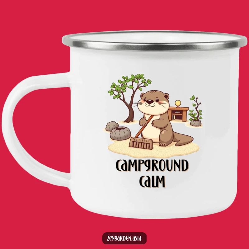 Funny Otter Zen Camping Mug: Raking Peace Outdoor Gift