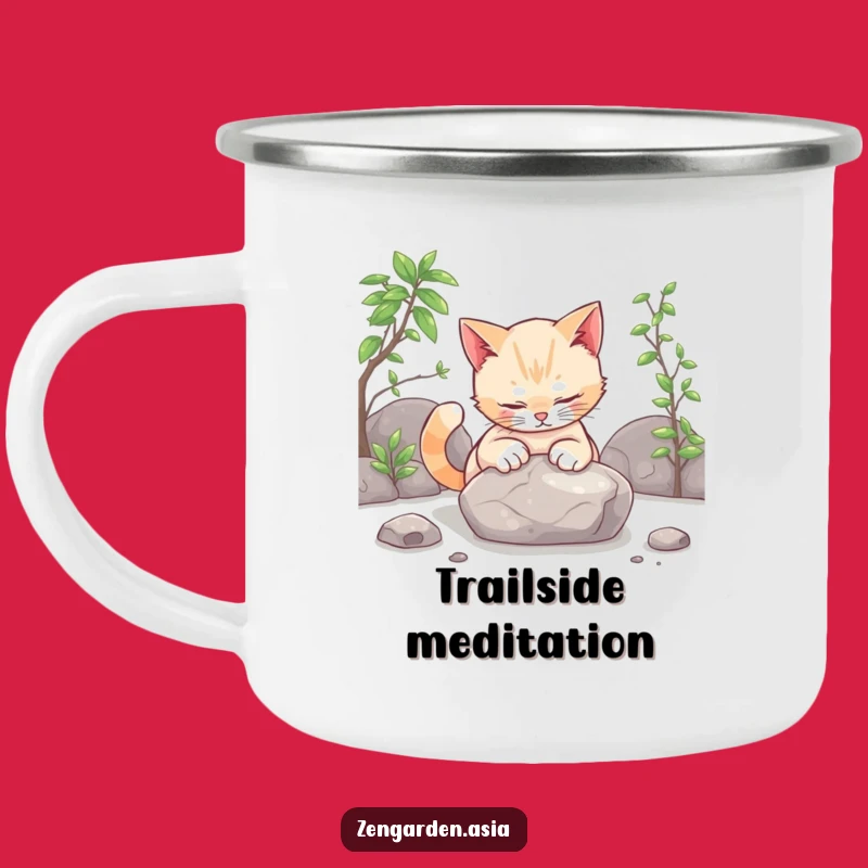 Funny Cat Zen Camping Mug: Patter Stone Outdoor Gift