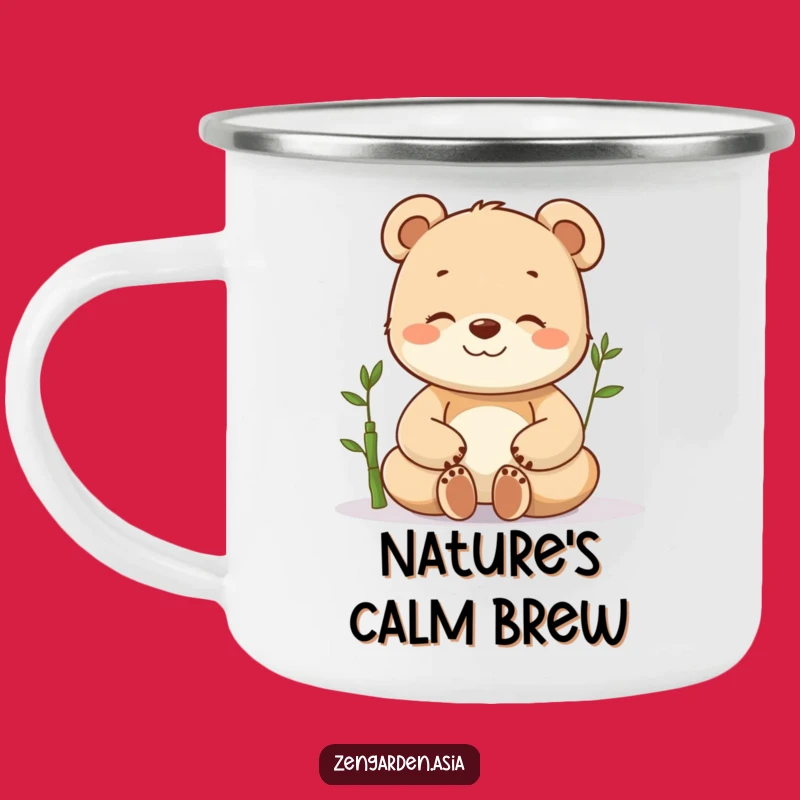 Funny Meditating Bear Cub Camping Mug: Trail Zen, Bamboo Buddy, Hilarious Outdoor Gift