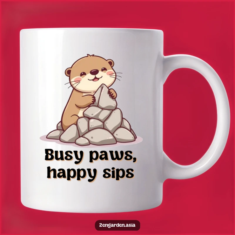 Funny Otter Builder Mug: Playful Otter, Rock Formation, Quirky Artist Gift