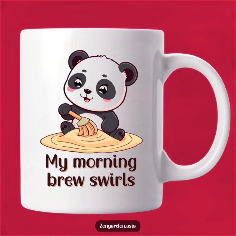 Funny Panda Sand Art Mug: Playful Rake Humor, Perfect Gift for Artists