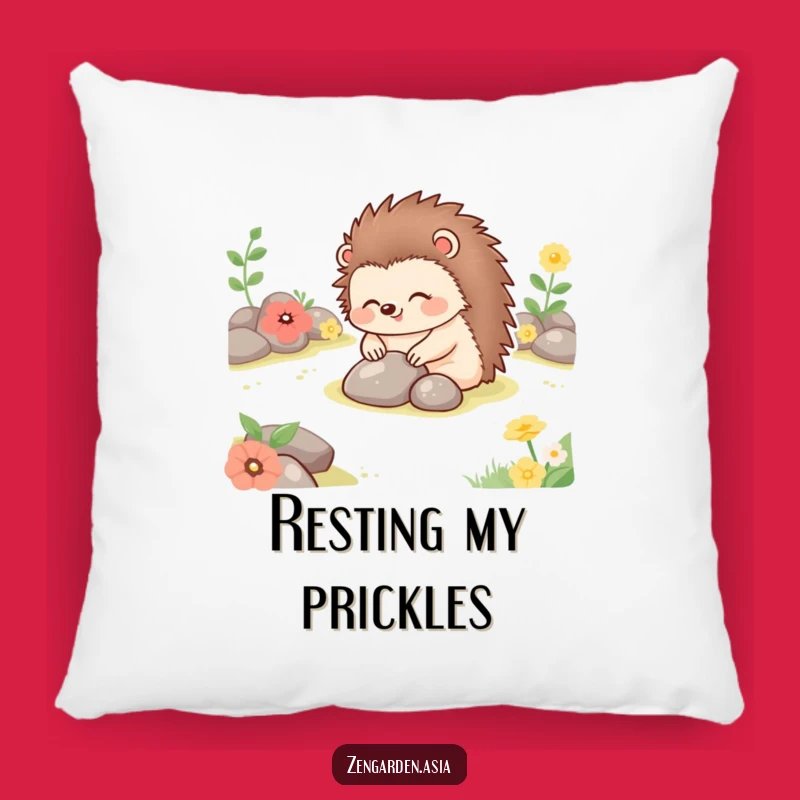 Funny Hedgehog Garden Pillow: Cozy Tranquil Setting Humor, Perfect Gift