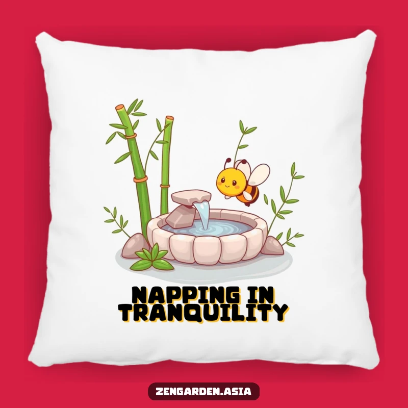 Funny Zen Bee Pillow: Bamboo Fountain Comfort, Cozy Funny Home Decor Gift
