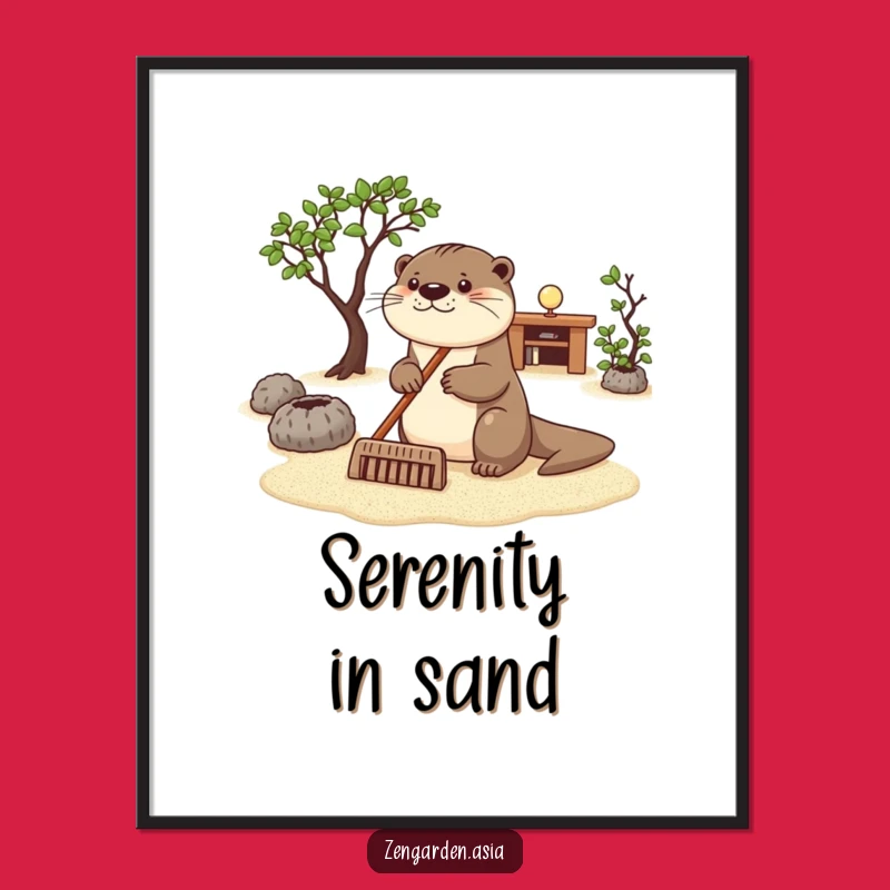 Funny Otter Zen Digital Print: Raking Sand File, Instant Gift