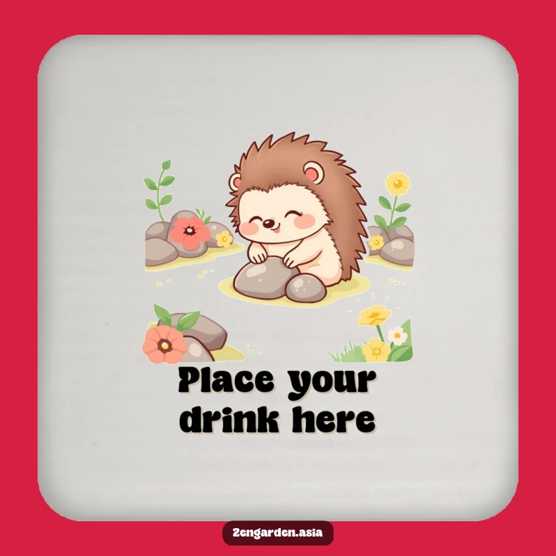 Funny Hedgehog Garden Coasters: Tranquil Setting Set, Hilarious Housewarming Gift