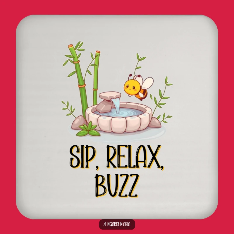 Funny Zen Bee Coaster: Bamboo Fountain Protection, Hilarious Drink Gift
