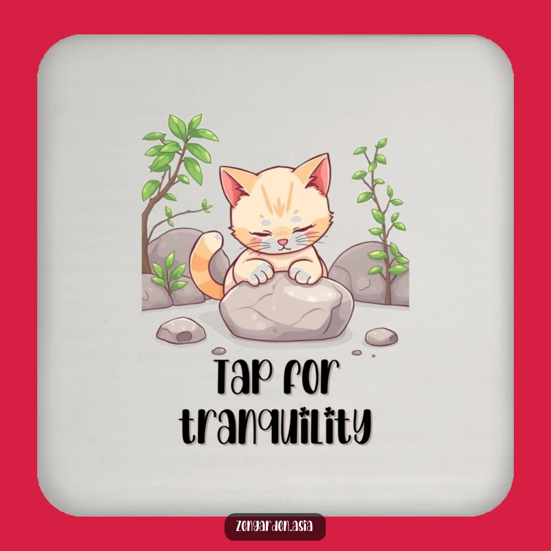 Funny Cat Zen Coaster: Patter Stone Protector, Gift