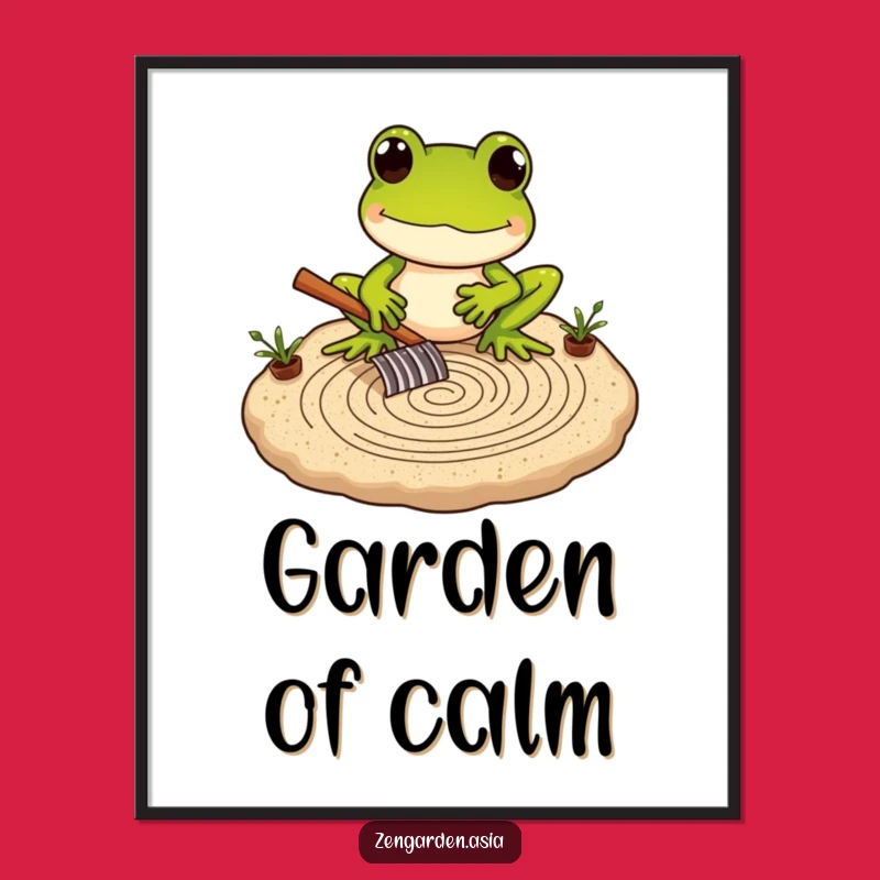 Funny Frog Zen Master Poster: Peaceful Art for Your Space