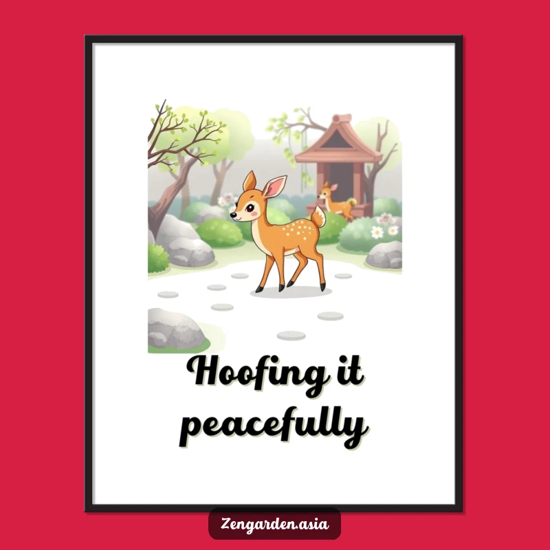 Funny Deer Zen Poster: Gentle Walker Wall Art, Gift
