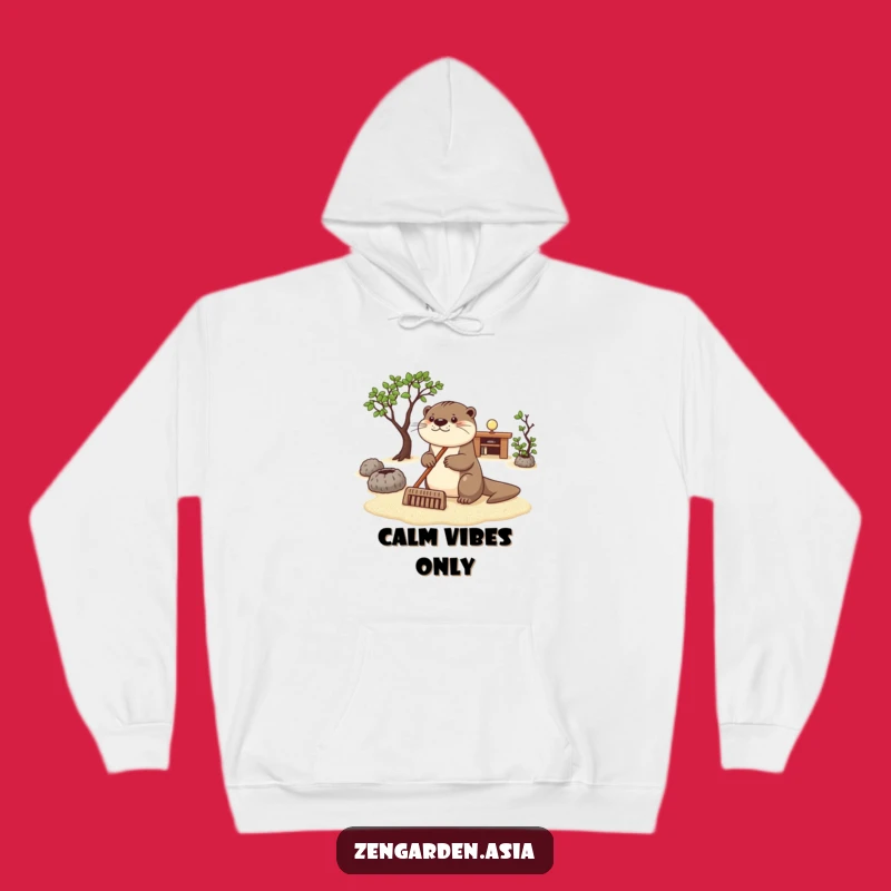 Funny Otter Zen Hoodie: Cozy Raking Sweatshirt, Gift for Calm