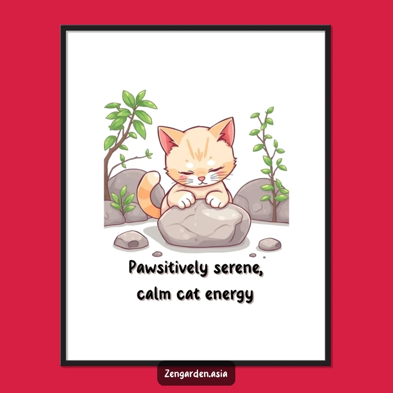 Free Printable Wall Art: Curious Cat Zen Garden Downloadable Calm Decor!
