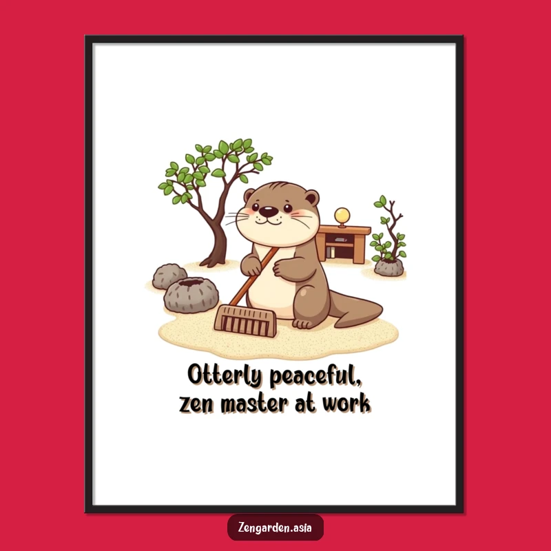 Free Printable Wall Art: Otter Raking Zen Garden Downloadable Calm Decor!