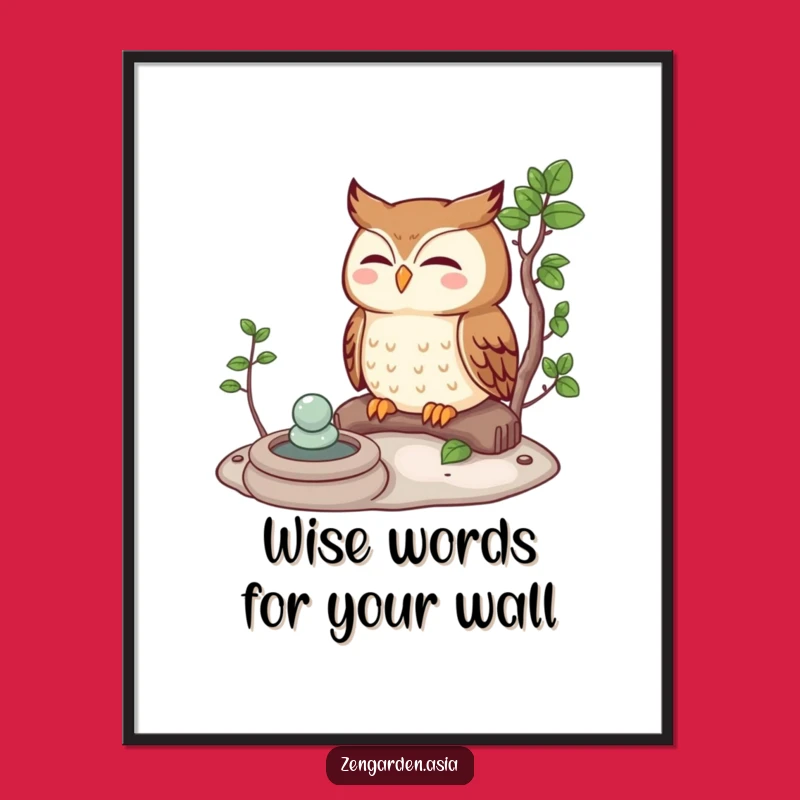 Free Printable Wall Art: Meditating Owl Zen Garden Funny Downloadable Decor