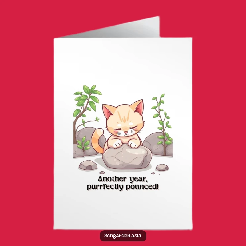 Free Printable Birthday Card: Curious Cat Finds Zen on Your Special Day!