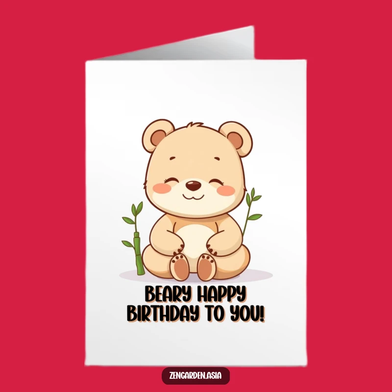 Free Printable Zen Bear Birthday Card: Funny Cub Meditation Gift for a Calm Celebration