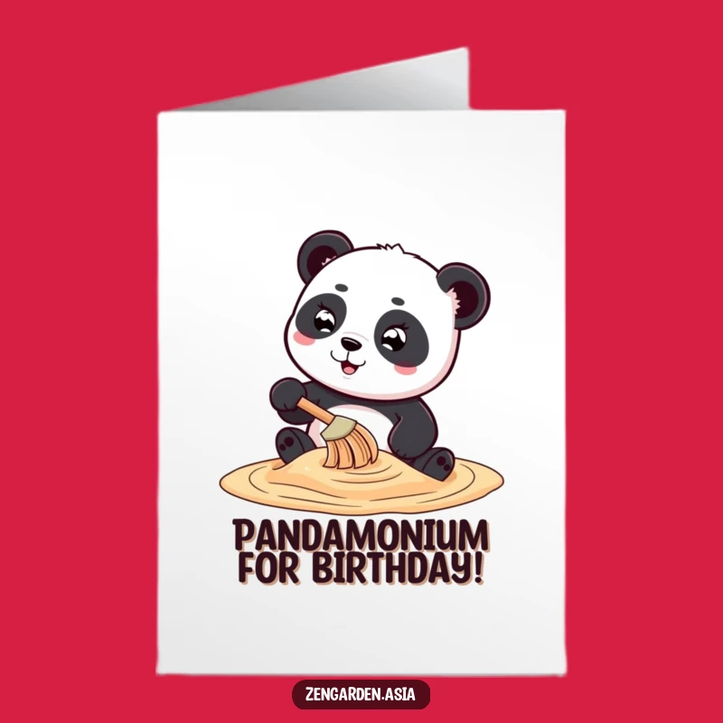 Free Printable Birthday Card: Panda Sand Art Fun Funny Downloadable Gift