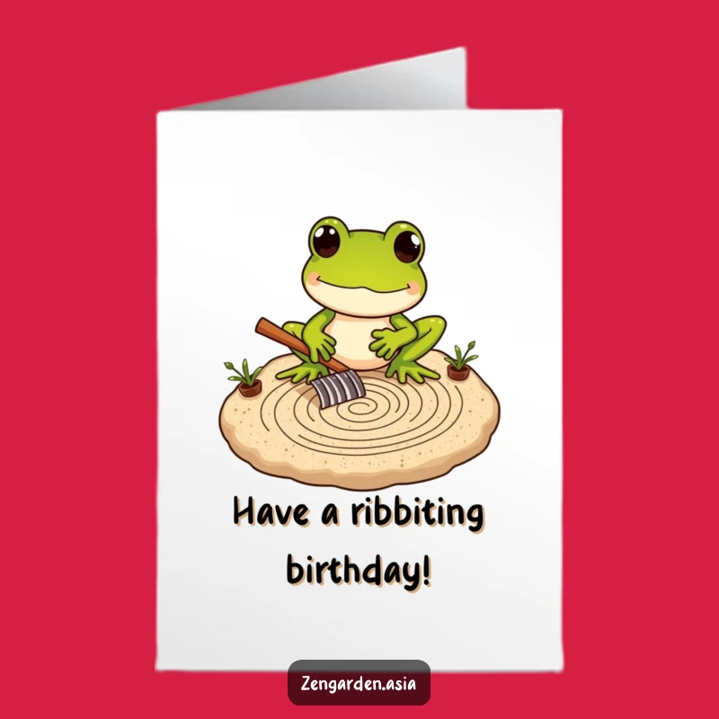 Free Printable Frog Zen Birthday Card: Funny Downloadable Gift for Peaceful Celebrations