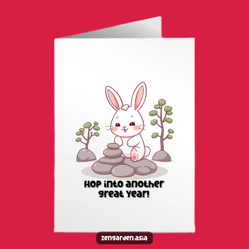 Free Printable Funny Rabbit Birthday Card - Downloadable DIY Gift for Peaceful Wishes