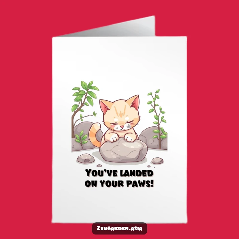 Free Printable Congrats Card: Curious Cat Finds Zen in Your Success!