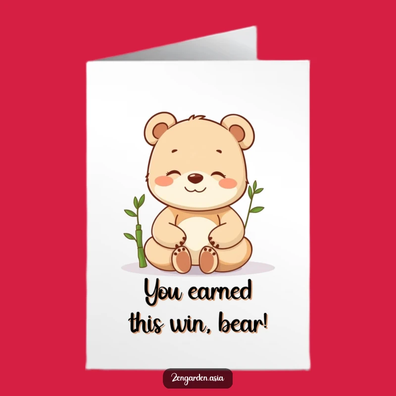 Free Printable Zen Bear Congrats Card: Funny Cub Meditation for Big Achievements