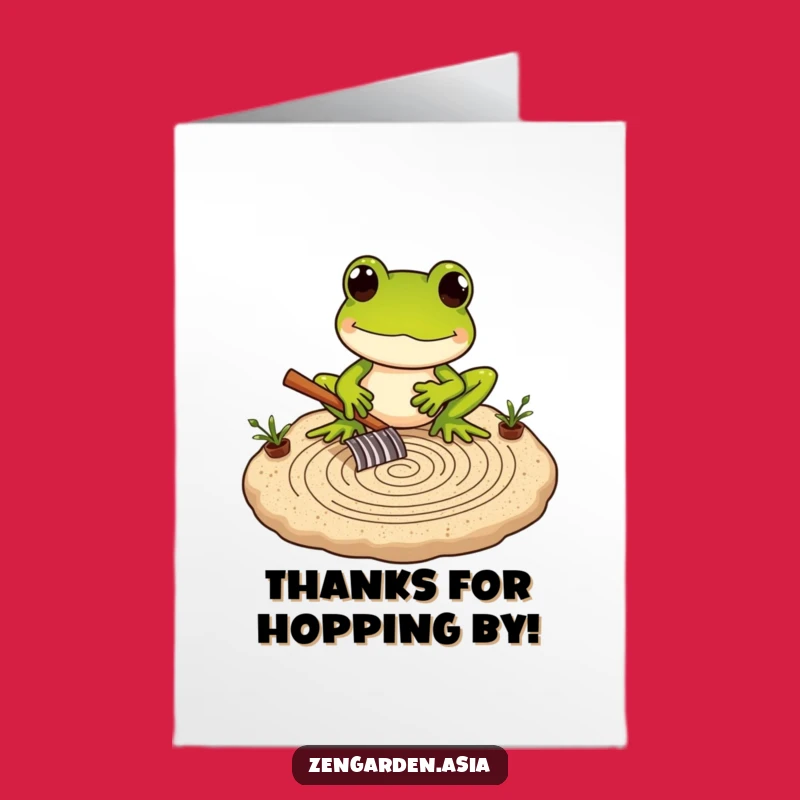 Free Printable Frog Zen Thank You Card: Funny Downloadable Gift for Calm Gratitude