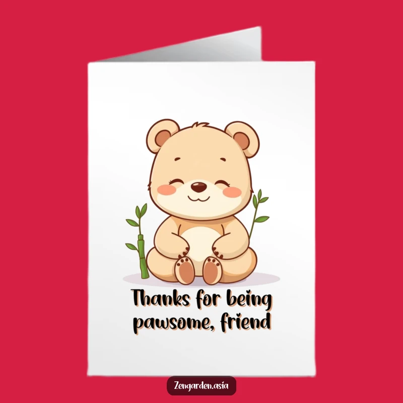 Free Printable Zen Bear Thank You Card: Funny Cub Gratitude for a Heartfelt Message