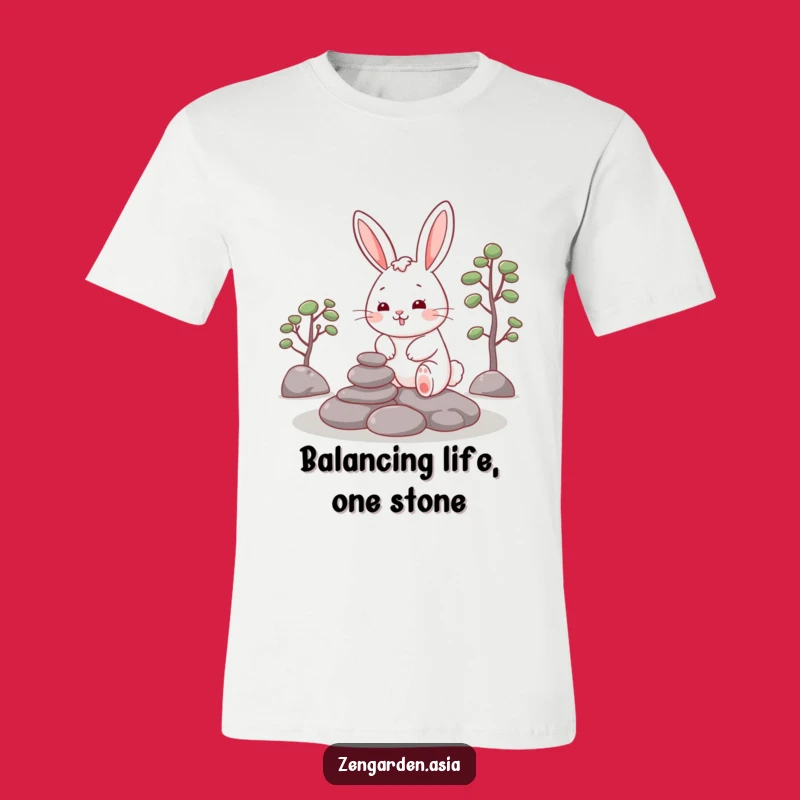 Funny Rabbit Zen T-Shirt: Cheerful Rabbit, Garden Artist Tee, Relaxing Gift
