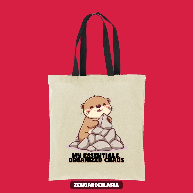 Funny Otter Builder Tote Bag: Playful Otter, Rock Formation, Stylish Accessory