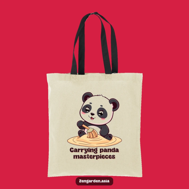 Funny Panda Sand Art Tote Bag: Playful Rake Humor, Practical & Hilarious Gift
